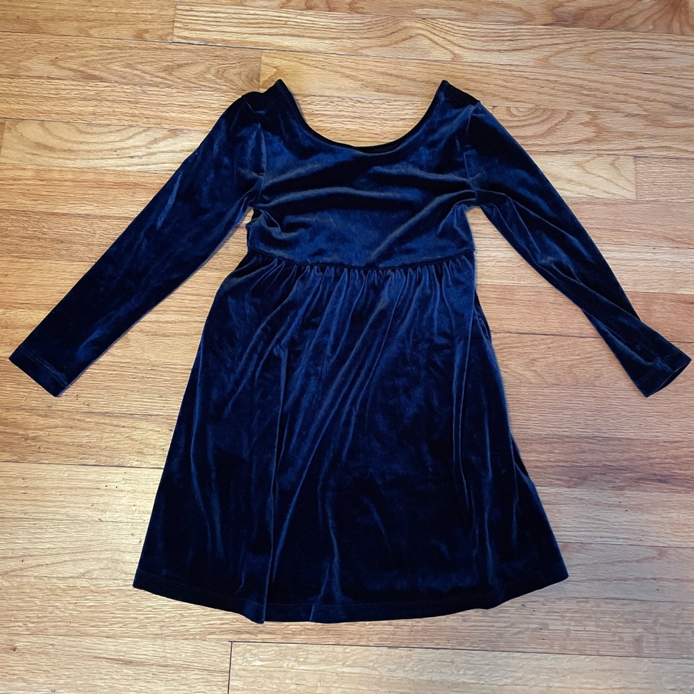 Girls Crushed Velvet Blue Dress